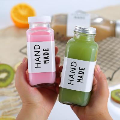 China Custom Clear Beverage Square 80ml 120ml 180ml 250ml 300ml 350ml 500ml Beverage Juice Drinking Bottle With Screw Cap for sale