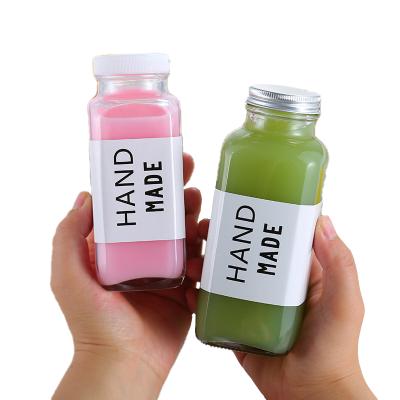 China Square 80ml 120ml 180ml 250ml 300ml 350ml 500ml Custom Reusable Clear Juice Beverage Drinking Bottle With Screw Cap for sale