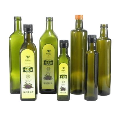 China Square Spot 100ml 250ml 500ml 750ml 1L Frying Oil Factory Square Marasca Frying Oil Olive Oil Glass Bottle With Metal Lid for sale