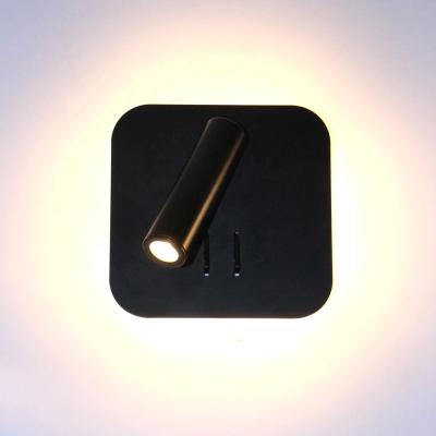 China Outdoor Reading Lamp Article Square Aluminum Alloy Bedside 3W+8W Wall Mounted New Reading Lamp Led for sale