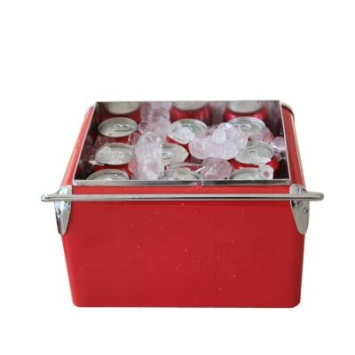 China 7L Custom Waterproof Mini Metal Coolers Box With Logo Vintage Ice Chest Retro Drink Can Opener for sale