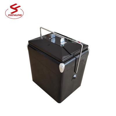 China Black 13L Waterproof Vintage Metal Ice Cooler Cooling Box for sale