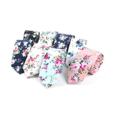 China Hot Sale Cotton Casual Cotton Printed Floral Party Wedding Neck Ties For Men for sale