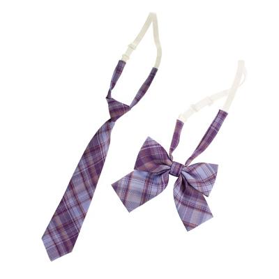 China Latest Style Checked British Polyester+cotton School Uniform Neck Tie And Bow Tie Set For Kids for sale