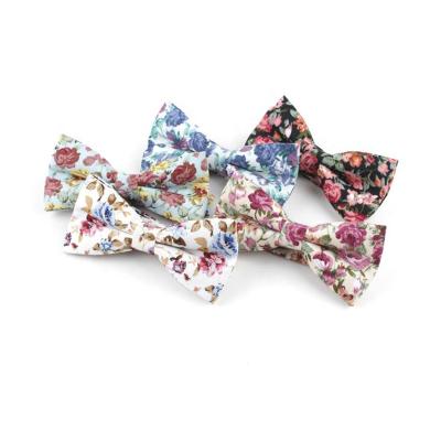 China Fashion high quality custom cotton casual floral party wedding bowties for men for sale