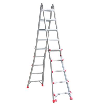 China High Quality Aluminum Folding Ladders Aluminum Hinged Ladder and Multi-Specification Hinged Stable Folding Ladder Stairs Multi-specification for sale