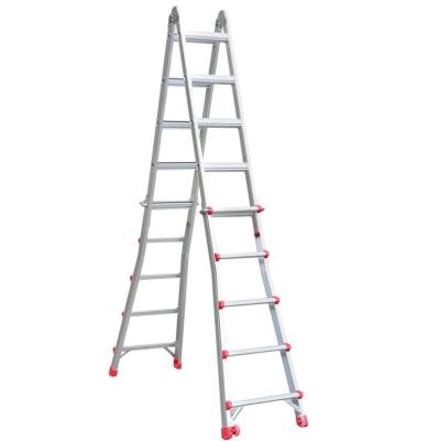 China Portable Aluminum Folding Ladders Aluminum Hinged Ladder and Stairs Multi-Specification Hinged Stable Folding Ladder for sale