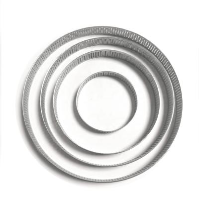 China Sustainable Stainless Steel Metal Bakeware Cake Mousse Ring Baking Tools Perforated Tart Square Pastry Rings Cake Mold for sale