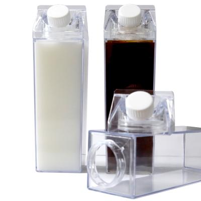 China 1000ml 500ml Water Bottle Viable Clear Acrylic Tumbler Plastic Milk Carton Water Bottle Bpa With Lid for sale