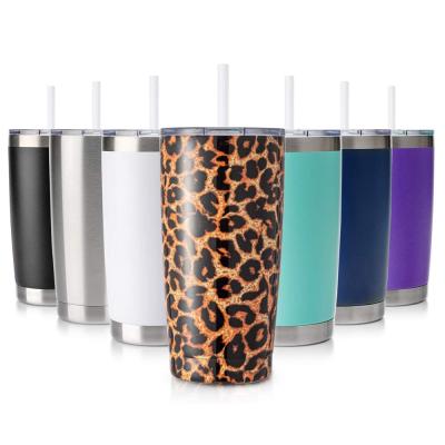 China Wholesale Viable 20oz Sublimation Stainless Steel Car Leopard Print Vacuum Insulated Tumblers For Sublimation Printing With Cover for sale