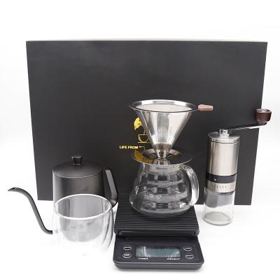 China New Viable Hot Sale High Quality Design Reusable Filter V60 Dripper Grinder Pour Over Coffee Maker Gift Set for sale