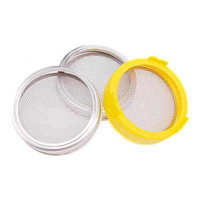 China Freshness Keeping Seed Germination Accessories Stainless Steel Mason Jar Lids Garden Sprouter Germination Cover Sieve Lids for sale