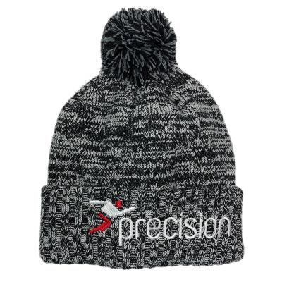 China NEW NEW COMMON High Quality Acrylic OEM Flip Flop Unisex Winter Deep Knit Custom Cuffed Gray Women's Beanie Winter Knitted Hat With Pom for sale