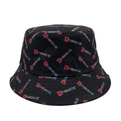 China Headwear OEM fashion design black fisherman gorras hat with full sublimation logo custom all over print bucket hat pattern for sale