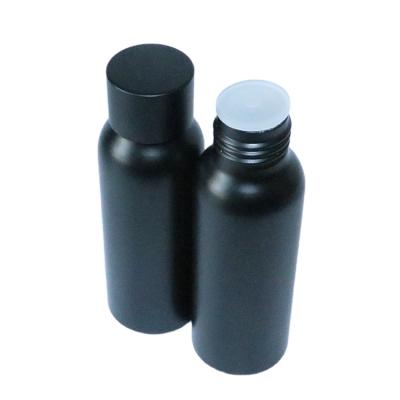 China Personal Care 10ml 30ml 50ml 100ml 150ml 200ml Matte Black Color Aluminum Bottle With Screw Cap/Pump/Sprayer for sale