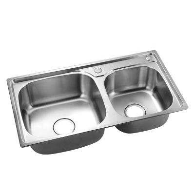 China Without Faucet China Factory Price Stainless Steel Double Bowl Sink Multi Size Kitchen Sink Without Faucet for sale