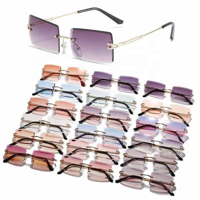 China Hot Selling Super Rimless Rimless Vintage Rectangle Sun Glasses Ladies De mujer de gafas de sol Para For Women for sale