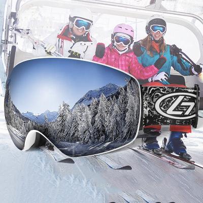 China Amazon Hot Sellings Anti Fog Double Lens UV400 Custom Magnetic Snowboard Skiing Goggles With Case for sale