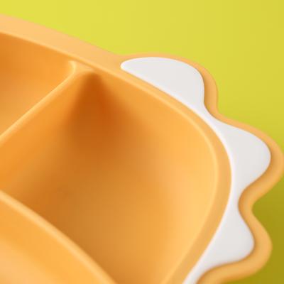 China Factory Price Sustainable Silicone Dish Silicone Baby Dish Suction Dish With Fork And Spoon for sale