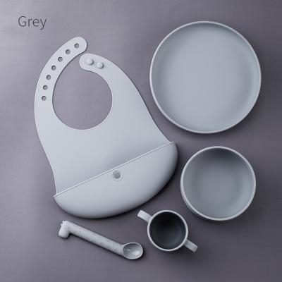 China Viable Custom Baby Silicone Suction Feeding Set Dish, Sippy Cup, Suction Bowl Bib Spoon Tableware for sale