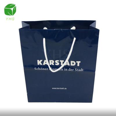 China 200g Art Paper Glossy Film Lamination Recyclable Customized Printing Small Gift Shopping Bags With Your Own Logo And Drawstring Handles for sale