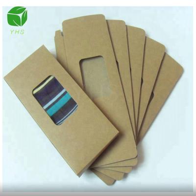 China Cheap New Design Recyclable Wholesale Recycled Brown Kraft Paper Socks Gift Packaging Storage Display Box With Window, Gift Box For Socks for sale