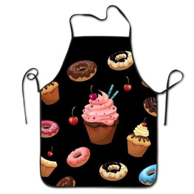 China Cleaning Advertising Logo Heat Transfer Printing Sleeveless Style Personalized Custom Comfortable And Easy Care Donut Kitchen Apron for sale