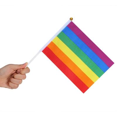 China Rainbow Hand Hanging Flag 14*21cm Bisexual, Cross-Gender, Pan-Gender Pride Flag for sale