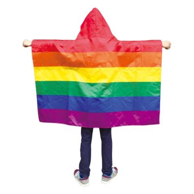 China FLYING Custom Printed 3*5 Feet Gay Pride Capes , Polyester Mind Body Rainbow Cape Gay Pride for sale