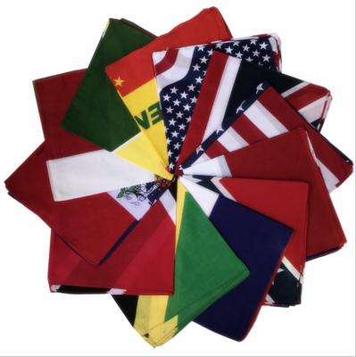 China Factory Fans Cotton FLYING Cheering National Flags Printed Custom Neckerchief Bandana for sale