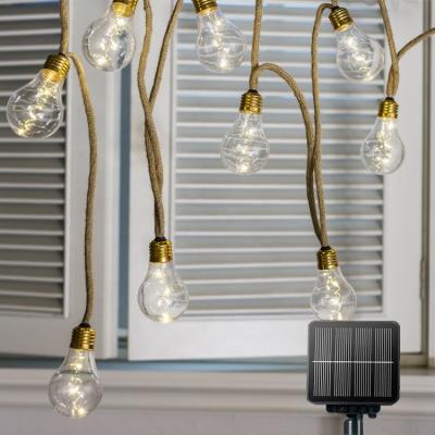 China Kanlong Waterproof patio lights sensor decorative holiday solar bulb light Hemp Rope Outdoor String Lights for sale