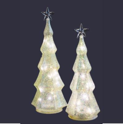 China Newish gold dusted surface christmas led glass tree light for christmas for sale