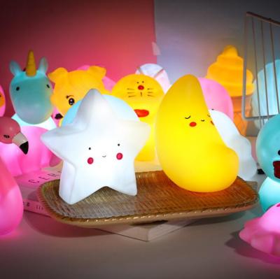 China Children's bedroom battery powered indoor led lamp cute pvc sun moon star animal baby night light for kids room decor for sale