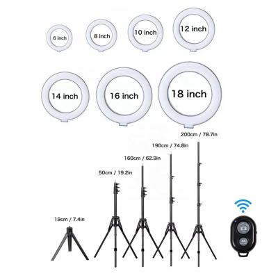 China 8 10 12 14 18 Inch Dimmable Circle Lamp RGB Soft Makeup Selfie Led 18Inch Light Ring With Tripod Stand For Youtube Tiktok Live for sale