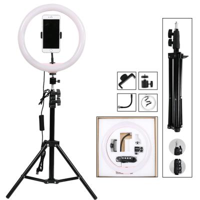 China 10 inch 26cm adjustable dimmable remote control live broadcast mobil stand with phone holder circle led ring light for sale