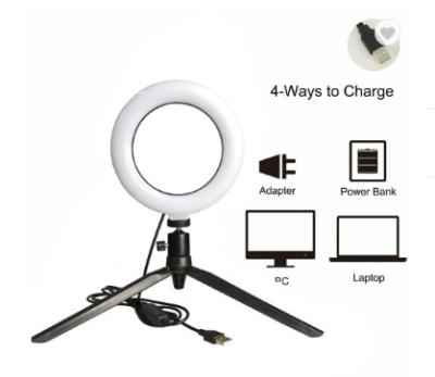 China Kanlong  dia6cm LED Ring lamp Photographic Lighting with Extendable Tripod Stand Phone Holder Light Lamp for sale