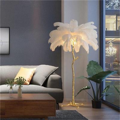 China Kanlong Morden Ins Standing Led Fancy Lighting Feather Floor Lamp for Living Room Bedroom Home Decoration for sale