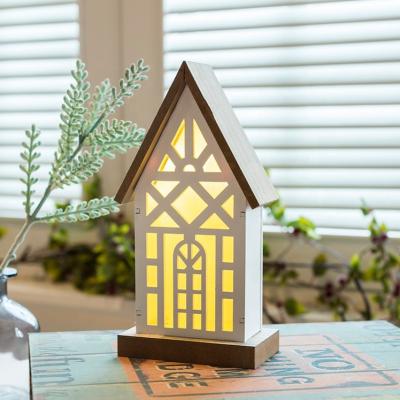 China Decoración de madera del Ramadán para arriba de la casa de madera 2LED de Kanlong IP20 H8inch del strirng de la puerta ligera ligera de la Navidad en venta