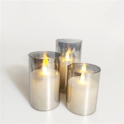 China Newish 2022 Flameless Glass cup Battery Operated paraffin LED candle set with timer and remote control for sale