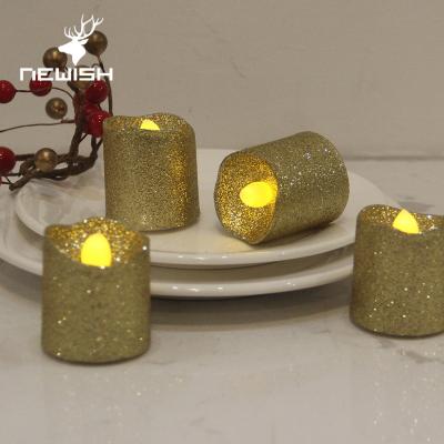 China Newish hot selling dia3.8*4.2cm glitter flameless led candles Tea light electric Tea candle home party decoration light for sale