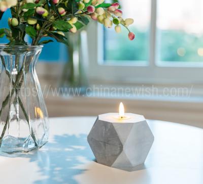 Chine Le ciment polygonal a basé la bougie de lumière de lampe pour le décor à la maison la matière que plastique a simulé les bougies menées sans flammes à vendre