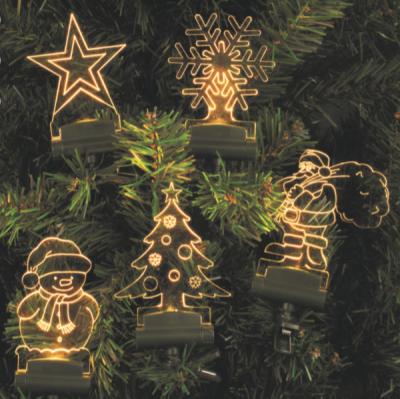 Cina Acrilico acrilico di Santa Claus Snowflake Christmas del fumetto 2020 Newish per le luci della decorazione dell'albero di natale di natale della clip in vendita