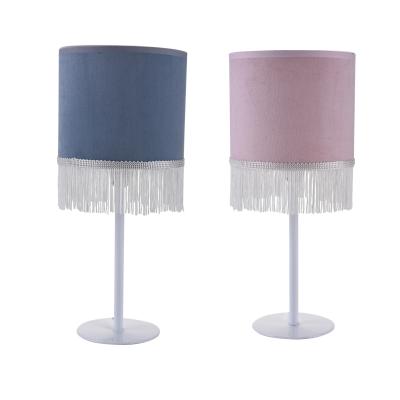 China Newish bed side table lamp  H34cm home decorative new fashion flannelette with tassels table lamp for sale