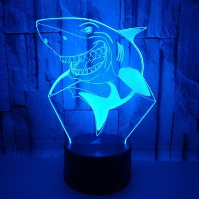 China Acrylic custom 3D illusion anime led light shark night light for children Christmas gift for sale