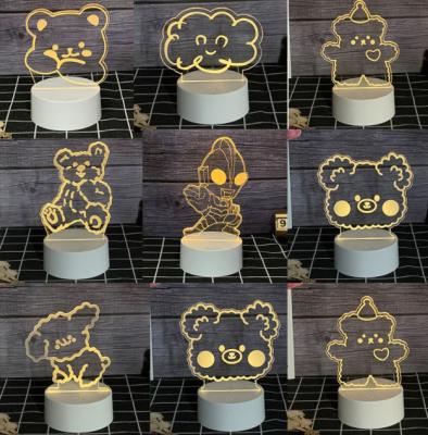 China Wholesale Kids Room Creative Usb Battery Acrylic custom 3D illusion anime led base night light for children Christmas gift for sale