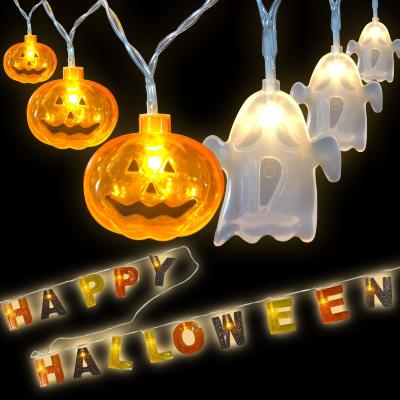 China Halloween Lights Battery Operated  Halloween Decoration Orange Lights Pumpkins White Ghosts Light for sale