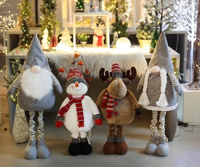 China Kanlong decorations supplies H110cm extendable flexible Elk Snowman faceless old man woman accessories Christmas doll for sale