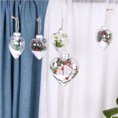 China Transparent heart-shaped Christmas balls hang Christmas decoration pendant accessories for sale