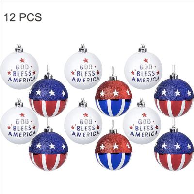 China Christmas tree decoration 12 PCS American flag Christmas ball 6 cm plastic Christmas decoration for sale