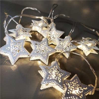 China Kanlong 3 luces de hadas de la Navidad del metal blanco del copo de nieve de la estrella del corazón del estilo 10 LED para la iluminación casera de la decoración en venta